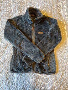 Columbia Fireside Dark Charcoal Gray Plush Full‑Zip Fleece Jacket XS